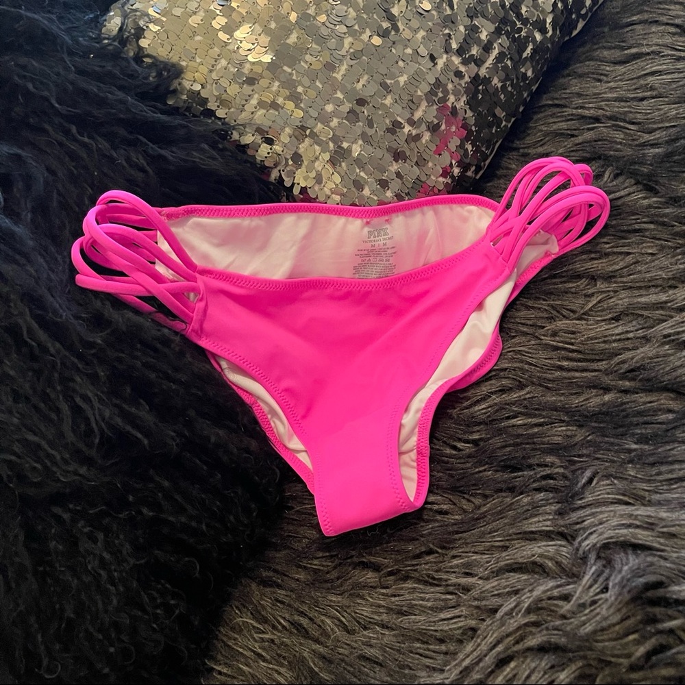 Neon hot pink Victoria’s Secret PINK strappy bikini bottom